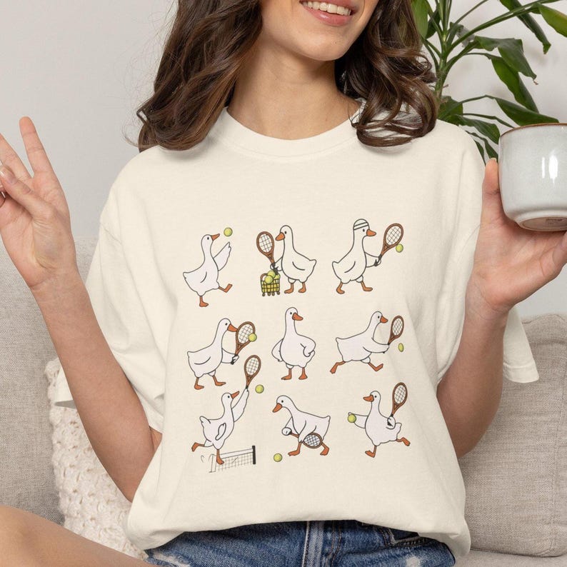 Cute Goose Tennis Shirt Comfort Colors, Funny Tennis Player Tee, Funny Goose Coach Gift, Womens Tennis Team Shirt, Sports Mom Graphic Tee