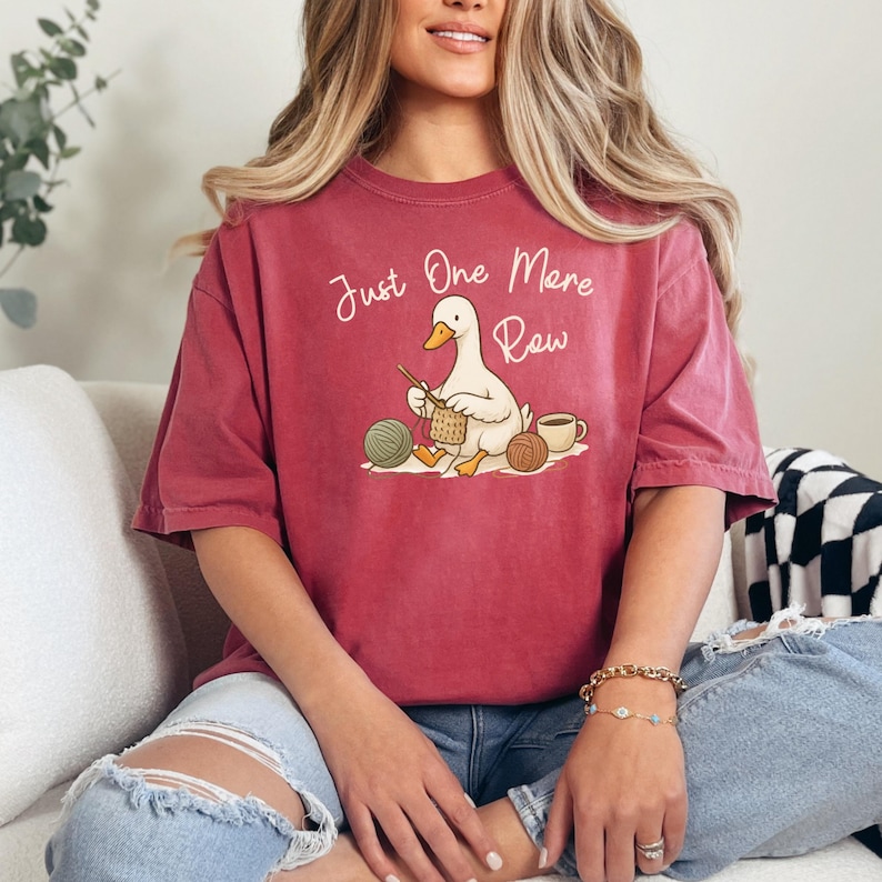 Funny Goose Crocheter Shirt, Crochet Lover Gift, Just One More Row, Comfort Colors Yarn Shirt, Funny Crochet Gift