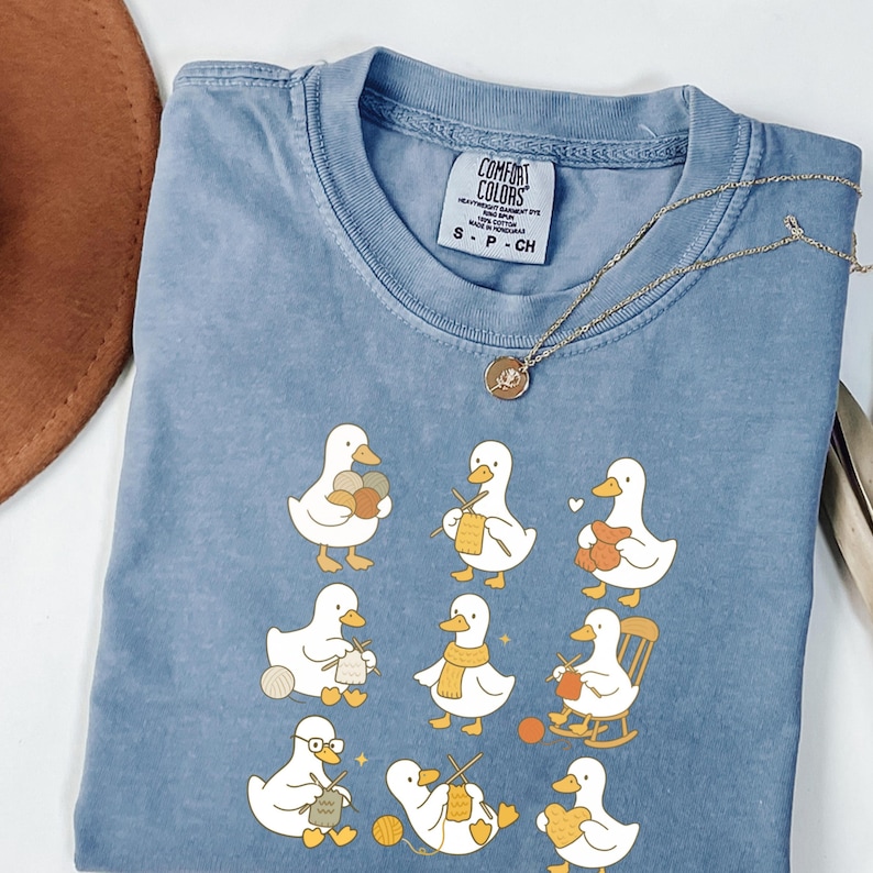 Cute Knitting Goose Shirt, Funny Knitter Gift Tee, Yarn Lover Comfort Colors Top, Cozy Animal Craft Shirt, Goose Knitting Graphic