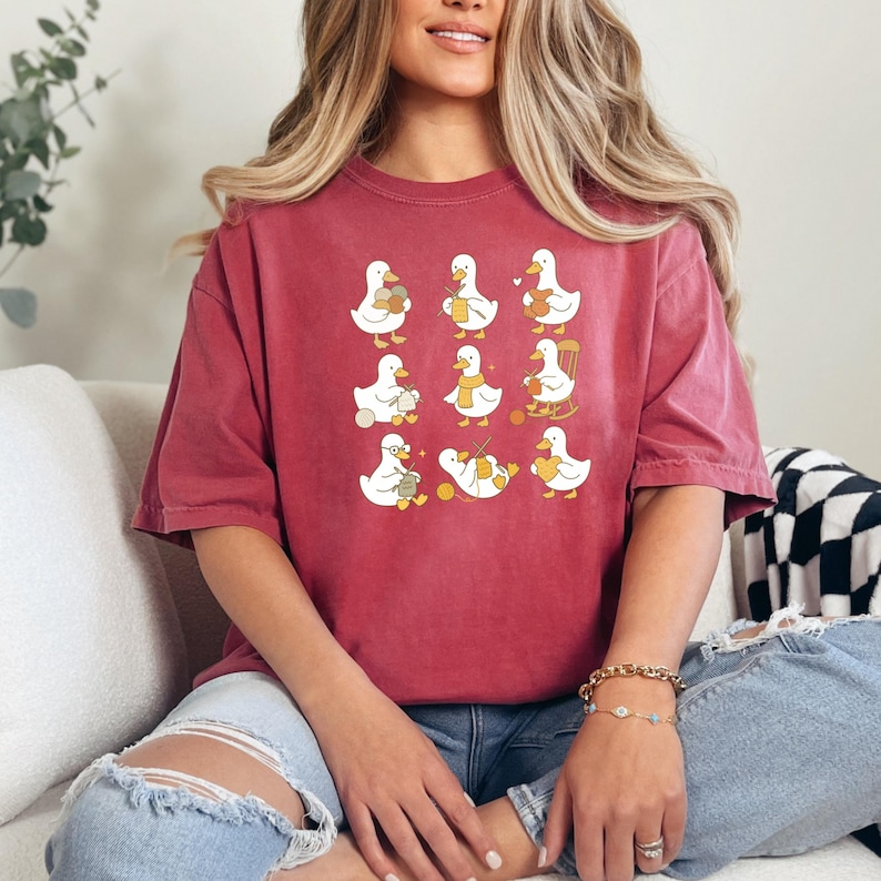 Cute Knitting Goose Shirt, Funny Knitter Gift Tee, Yarn Lover Comfort Colors Top, Cozy Animal Craft Shirt, Goose Knitting Graphic