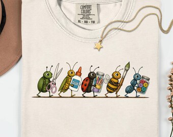 Funny Crafter Shirt, Comfort Colors Craft Shirt, Cute Crafting Tee, Craft Lover Gift, Vintage Bug Crafter Shirt, DIY Artist Tee