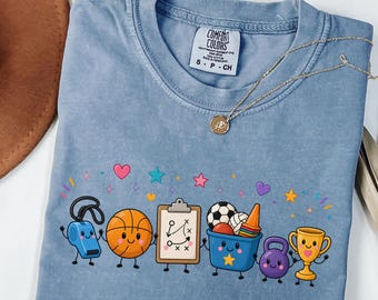 Cute PE Teacher Comfort Colors Shirt, Physical Education Teacher Tee, Back To School Coach Shirt, Gym Teacher Gift, Sports Teacher Tee
