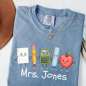 Personalized Math Teacher Shirt, Comfort Colors Teacher Tee, Cute Math Teacher Gift, Elementary Teacher Shirt, Back to School Tee