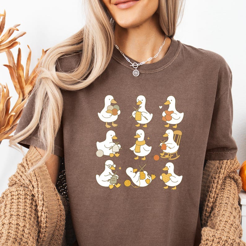 Cute Knitting Goose Shirt, Funny Knitter Gift Tee, Yarn Lover Comfort Colors Top, Cozy Animal Craft Shirt, Goose Knitting Graphic