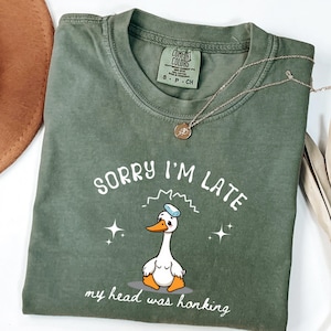 Funny Migraine Shirt, Sorry Im Late My Head Was Honking, Comfort Colors Tee, Chronic Illness Shirt, Invisible Illness Gift, Migraine Warrior