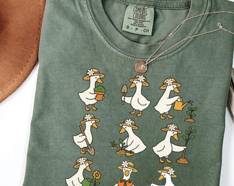Niedliches Gänse Garten Shirt, lustiges Gärtner T-Shirt, Gänse Bauer Grafik T Shirt, Garten Liebhaber Geschenk, Pflanzen Mutter T-Shirt, Gemüsebeet Shirt