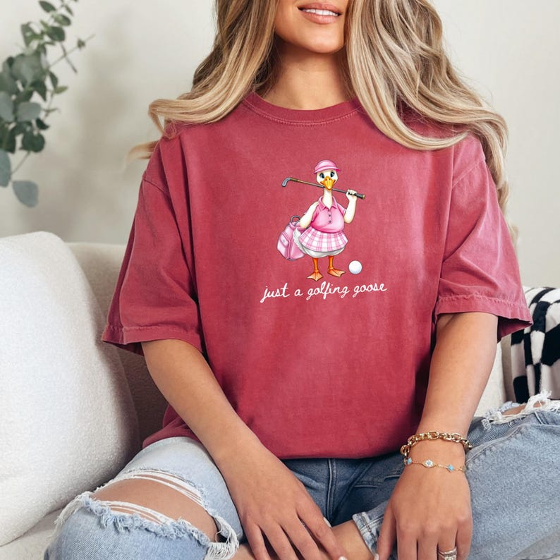 Comfort Colors Golf Mom Shirt, Cute Goose Golf Shirt for Women, Pink Coquette Golfer Tee, Funny Mom Golf Outfit, Golf Lover Gift