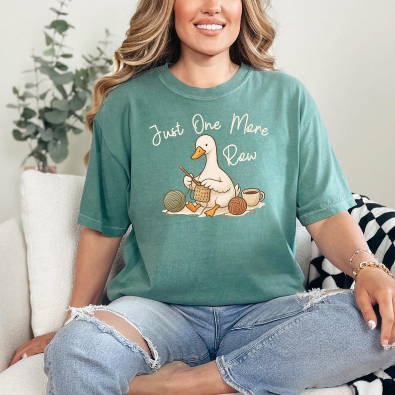 Funny Goose Crocheter Shirt, Crochet Lover Gift, Just One More Row, Comfort Colors Yarn Shirt, Funny Crochet Gift