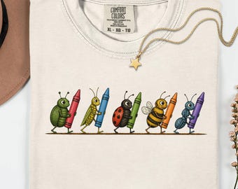 Comfort Colors Funny Teacher Shirt, Storybook Bug Teacher Tee, Back to School Shirt, Preschool Teacher Gift, Crayon Classroom Tee