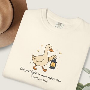 Cute Bible Verse Tee, Christian Comfort Colors Shirt, Let Your Light Tee, Matthew 5:16 Lantern Goose Shirt, Faith Aesthetic Christian Gift