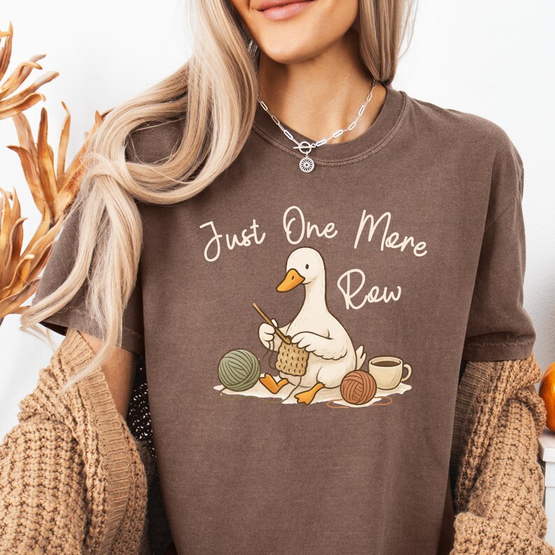 Funny Goose Crocheter Shirt, Crochet Lover Gift, Just One More Row, Comfort Colors Yarn Shirt, Funny Crochet Gift