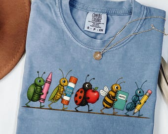 Cute Teacher Shirt, Comfort Colors School Supplies Tee, Elementary Teacher Shirt, Back to School Gift, Classroom Bug Shirt