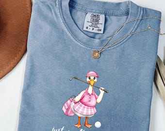 Comfort Colors Golf Mom Shirt, Cute Goose Golf Shirt for Women, Pink Coquette Golfer Tee, Funny Mom Golf Outfit, Golf Lover Gift