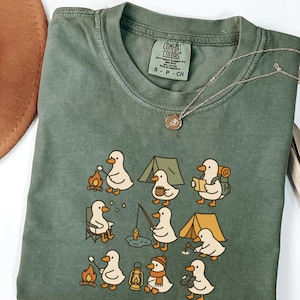 Cute Goose Camping Shirt, Funny Outdoor Adventure Tee, Cozy Camper Comfort Colors Shirt, Hiking Duck Gift for Nature Lovers