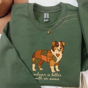 Fall Australian Shepherd Sweatshirt, Aussie Dog Mom Sweater, Patchwork Aussie Shepherd Gift, Aussie Dog Lover, Dog Mom Top