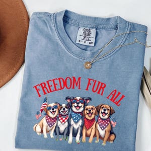 Maglietta Freedom Fur All, maglietta per cani del 4 luglio, maglietta con bandana patriottica per cani, regalo per gli amanti degli animali domestici del Giorno dell&#39;Indipendenza, regalo per mamme di cani