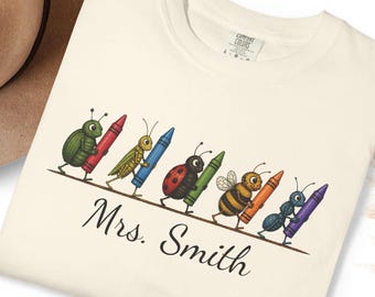 Personalized Elementary Teacher Shirt, Custom Teacher Name Comfort Colors Tee, Cute School Supplies Shirt, Back To School Gift