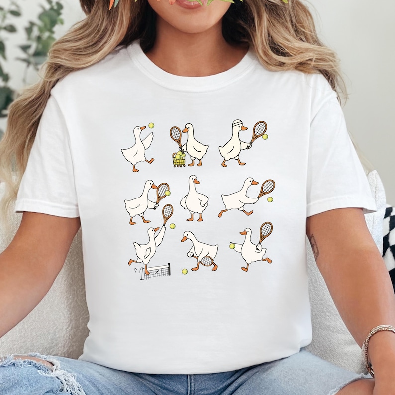 Cute Goose Tennis Shirt Comfort Colors, Funny Tennis Player Tee, Funny Goose Coach Gift, Womens Tennis Team Shirt, Sports Mom Graphic Tee