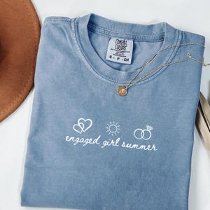 Engaged Girl Summer Shirt, Minimalist Bride Shirt, Cute Engagement Gift for Her, Tiny Graphic Bachelorette Tee, Summer Bridal Shirt
