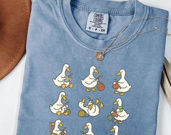Cute Goose Crocheting Shirt, Funny Yarn Lover Tee, Crochet Gift for Women, Animal Crochet Shirt, Goose Yarn Craft Graphic T Shirt