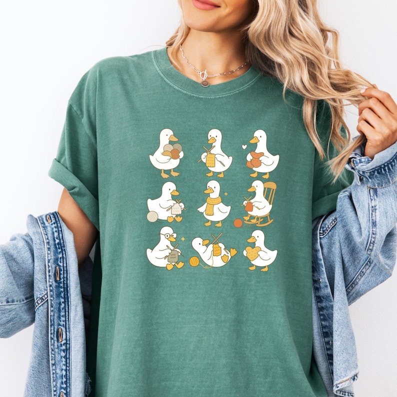Cute Knitting Goose Shirt, Funny Knitter Gift Tee, Yarn Lover Comfort Colors Top, Cozy Animal Craft Shirt, Goose Knitting Graphic