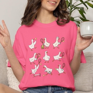 Cute Goose Tennis Shirt Comfort Colors, Funny Tennis Player Tee, Funny Goose Coach Gift, Womens Tennis Team Shirt, Sports Mom Graphic Tee