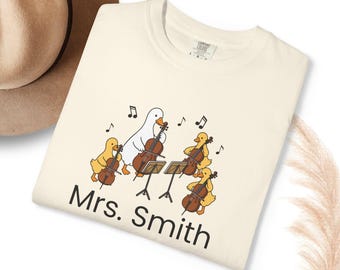 Custom Orchestra Teacher Shirt, Personalized Cello Teacher Comfort Colors Tee, Music Teacher Gift, String Orchestra Teacher Shirt