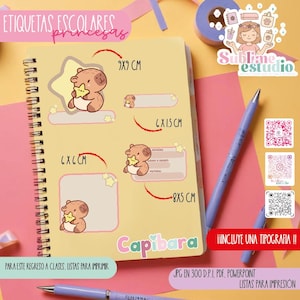 Etiquetas Escolares Capybara - Designs de Etiquetas Escolares. Arquivo Digital de Etiquetas Escolares. Etiquetas Escolares Digitais.