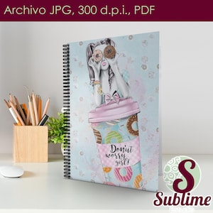 Printable template Donuts notebook, 2 models digital, Printable template Donuts notebook, 2 models
