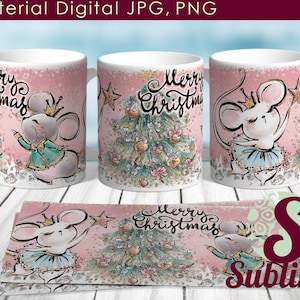 2-cup Christmas Digital Nutcracker Design Pack for Sublimation, Template 2 Mug Nutcracker Christmas JPG