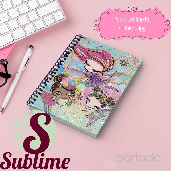 Libreta imprimible Hadas,- digital, printable fairies notebook printable fairies templete digital