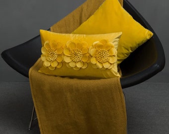 Sunflower Pillow Covers Yellow Aesthetic Flower Pillowcase Handmade  Soft Velvet Cushion Covers Farmhouse Sofa Couch Floor Decor  12x20 Inch