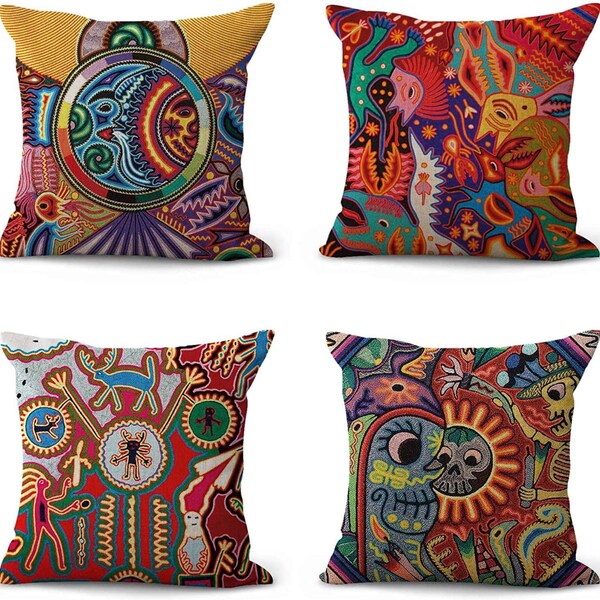 Colorful Mexican Style Throwing Pillow Case Fashion Rainbow Cushion Home Pillow