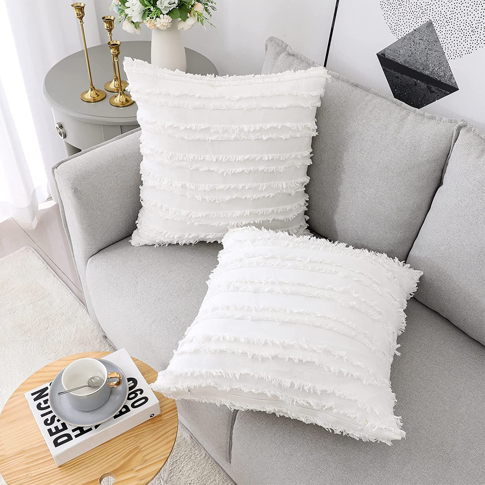 white throw pillows