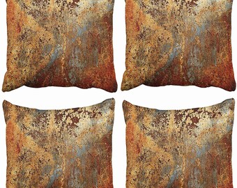 Set of 4 Throw Pillow Covers Brown Rust Wall Door Modern Abstract Decorative Square 18x18 Inches Pillowcases Home Decor Cases Cushion Cover