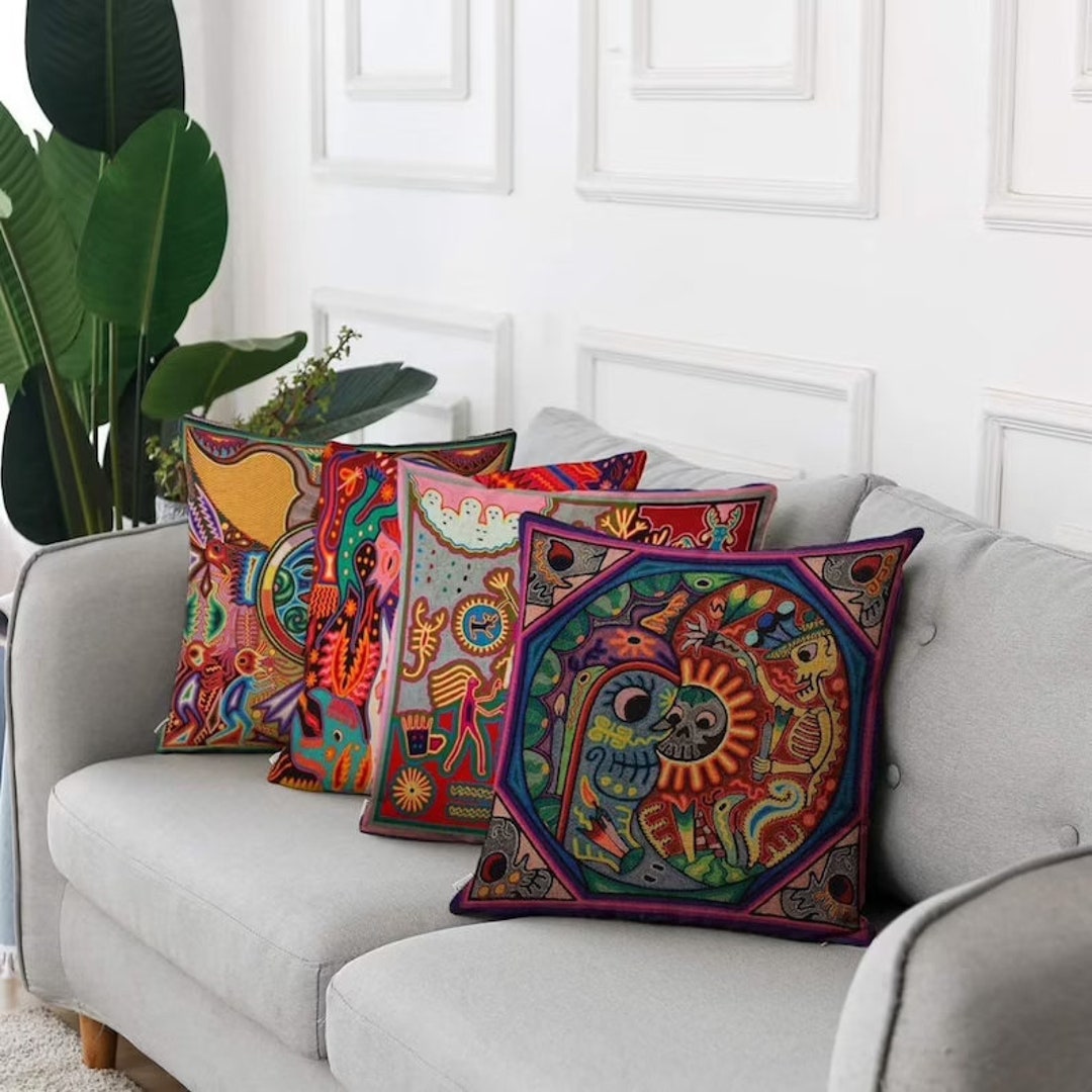 Pillow Covers Boho Home Decor Set of 4 Pillow Cases Decorative for Bed ...