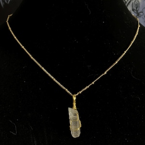 Clear Quartz Gold Wrapped Necklace
