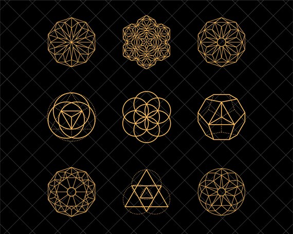 Conjunto ilustraciones de geometría sagrada - España