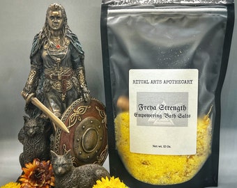 NEW FREYA STRENGTH Ritual Bath Salts- 2 Sizes- Amber/Marigold Scented- Luxury Bath Salts To Empower & Energize