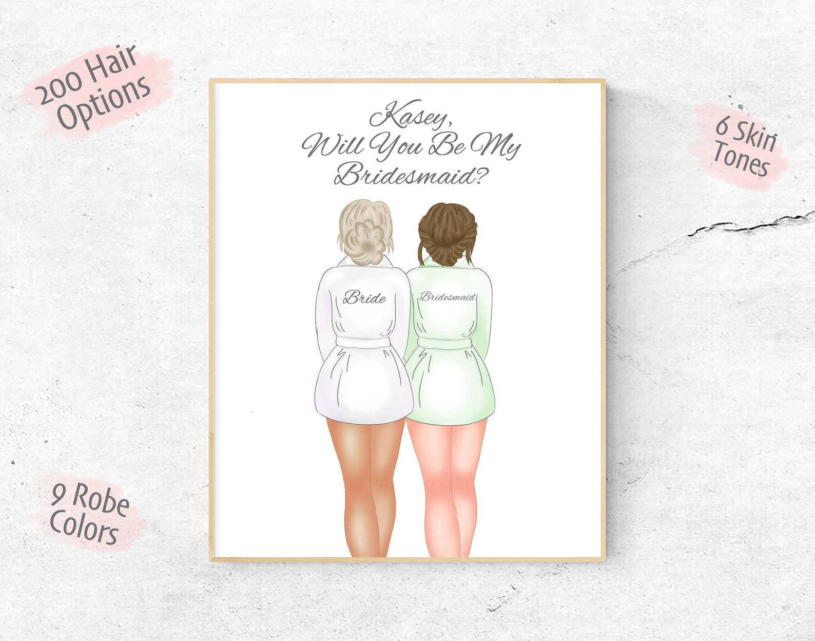 Custom Bridesmaid Proposal Illustration PDF Bridesmaid Gift Proposal ...