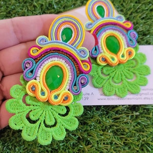 Handmade soutache earring • trend • fashion • bohemian earrings • large • unique