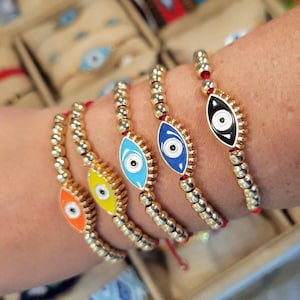 Handmade bracelets • evil eye bracelets • adjustable bracelet • gold-plated • protection • red