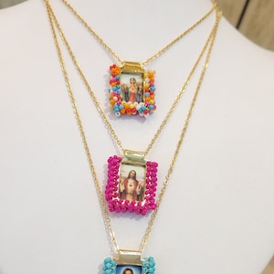 Heiligenketten • vergoldet • Edelstahlkette • Miyuki • Heiliges Herz • Jungfrau Maria • Guadalupe