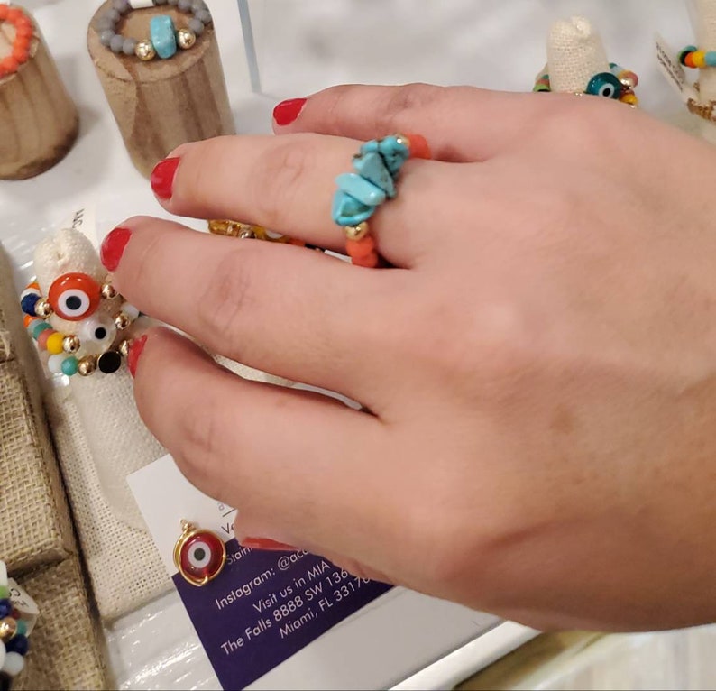 rings with crystals Adjustable rings made by hand with natural stones