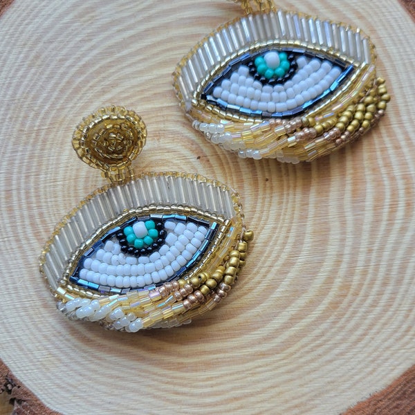 Evil eye earring • trend earrings • fashion earrings • handmade jewelry •Gold