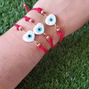 Handmade bracelets adjustable • evil eye • gold plated • murano heart • fashion • protection