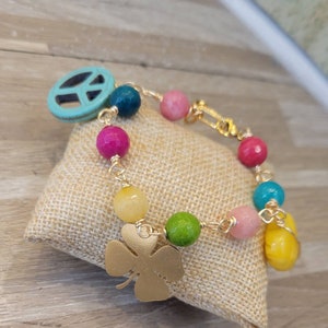 Verstellbares Armband mit Natursteinen • handgefertigter Schmuck • handgefertigte Armbänder • Modeschmuck