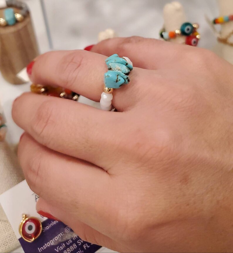 rings with crystals Adjustable rings made by hand with natural stones