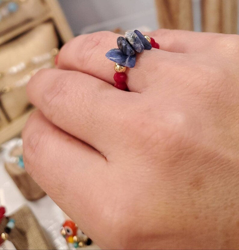 rings with crystals Adjustable rings made by hand with natural stones