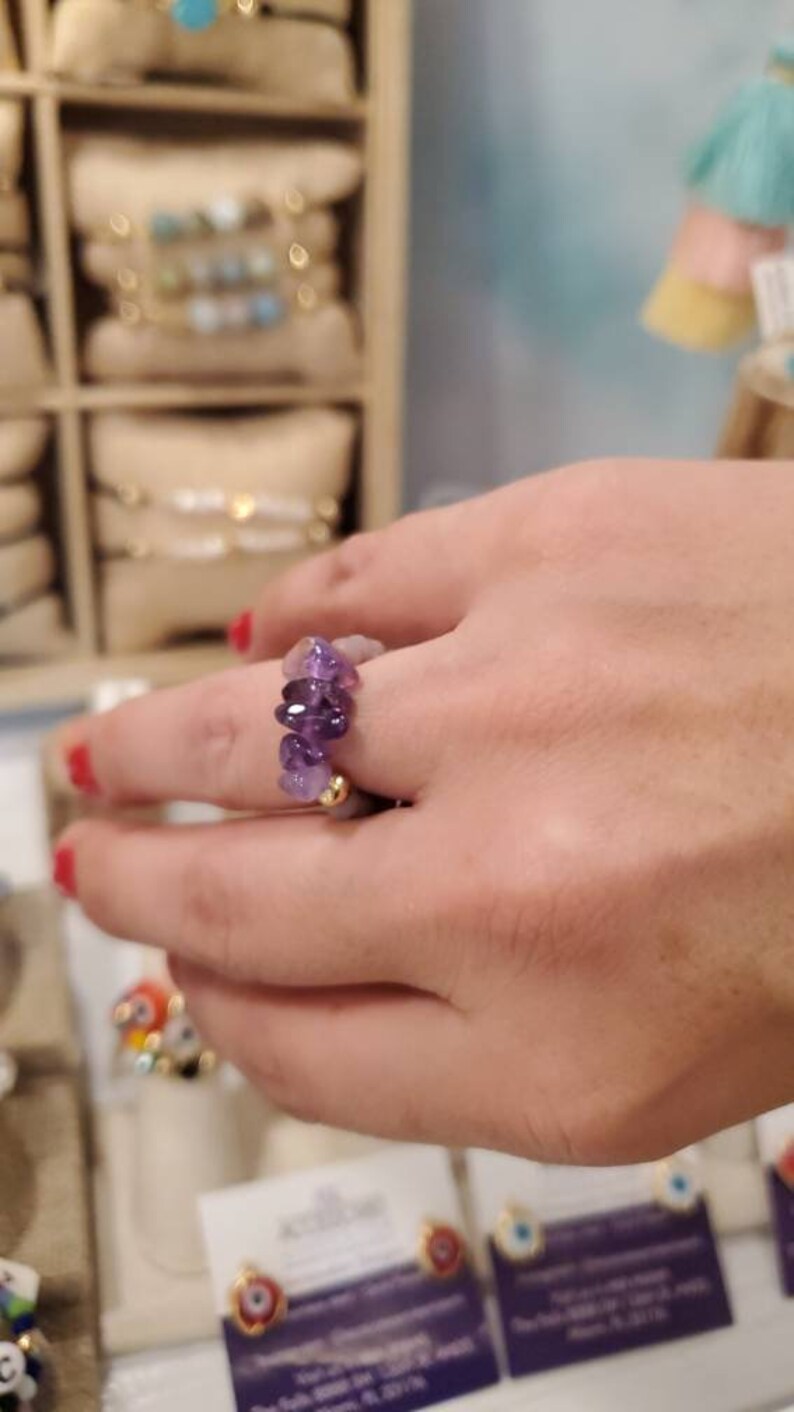 rings with crystals Adjustable rings made by hand with natural stones